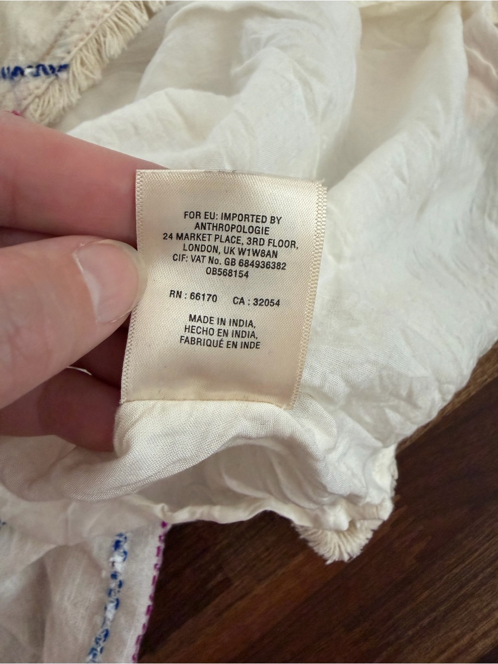 Anthropologie HOLDING HORSES Cream Sarape fabric Dress w/Pink & Blue Stripes - Picture 6 of 9